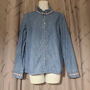 Balzac Paris Embroidered Denim Shirt 40 M